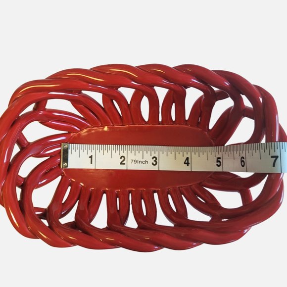 BELLA Handcrafted Red Braided Bread Basket - Picture 7 of 9